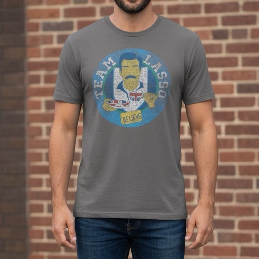 Ted Lasso mens Believe gray T shirt S